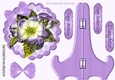 Pretty purple flower on lace with bow, plate and stand