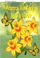 Golden yellow daffodils with yellow butterflies A4