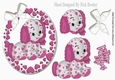 Puppy love, in pink love heart oval frame with sparkle bow