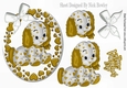 Puppy love, in gold love heart oval frame with sparkle bow