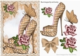 Pretty beige polkadot shoes with roses A5