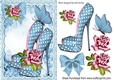 Pretty blue polkadot shoes with roses A5
