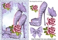Pretty lilac polka dot shoes, pink roses, & butterflies with lace A5
