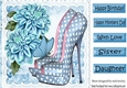 Pretty blue polkadot shoes with chrysanthemums 8x8