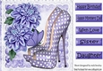 Pretty purple polkadot shoes with chrysanthemums 8x8