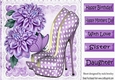 Pretty purple polkadot shoes with chrysanthemums 8x8