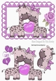 U&ME! Cute pair of Giraffes in purple heart frame A5