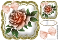 pretty painted peach roses with organza bow in gold glitter 8x8 frame