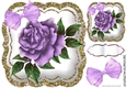 pretty painted lilac roses with organza bow in gold glitter 8x8 frame