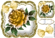 pretty painted gold roses with organza bow in gold glitter 8x8 frame