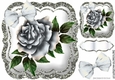 pretty painted silver roses with organza bow in silver glitter 8x8 frame