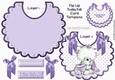 Cute little white bear with her lilac blanket on a bib
