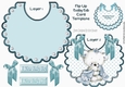 Cute little white bear with his/her blue blanket on a bib