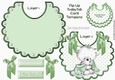 Cute little white bear with her green blanket on a bib
