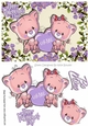 Cute valentine kitties u & me, in pretty purple flower frame