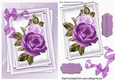 Pretty purple painted roses on lace with organza bow