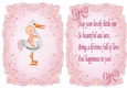 cute baby girl sat on a stork with bow A5 Insert
