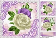 pretty white and lilac roses with lace and butterflies 8x8