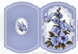 cornflower blue flowers with butterflies on lace bracket quick card