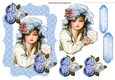 pretty vintage girl in bonnet with painted roses