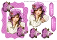 pretty vintage girl in bonnet with painted pink roses