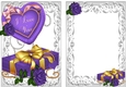 Love letters, purple rose and big fur heart I LOVE YOU cardfront/insert