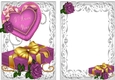 Love letters, pink rose and big fur heart I LOVE YOU cardfront/insert