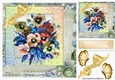 pretty pansies with butterflies & gold bow 8x8