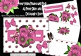 Pretty pink flowers with birds A5 PENNY SLIDER mini kit
