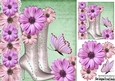 Boots with pretty lilac flowers and butterflies 8x8