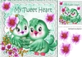 My Tweet Heart! with cute little green birds and flowers 8x8