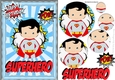 Super boy silver hero to save our day with captions A5 with pyramids