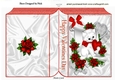 cute white kiitty with red heart and roses on a scroll folded book,