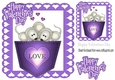 cute mice in a pocket of LOVE! in purple heart frame