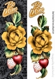 Pretty cascading gold roses with strawberry and black damask tall DL