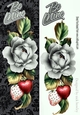 Pretty cascading silver roses with strawberry and black damask tall DL