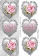 pretty pink roses with silver frill hearts tall DL