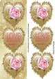 pretty pink roses with gold frill hearts tall DL
