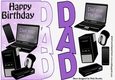 Dad your the best, in purple with Computer, mobile lots of Accessories over the edge