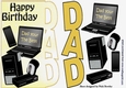 Dad your the best, in gold with Computer, mobile lots of Accessories over the edge
