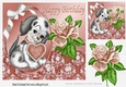 puppy love with heart and peach rose for BIRTHDAY 8x8