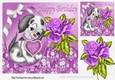 puppy love with heart and lilac rose for BIRTHDAY 8x8