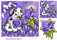 puppy love with heart and purple rose with sparkle bow for BIRTHDAY 8x8