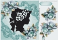pretty turq roses with vintage silhouette lady 8x8