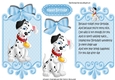 lovely black and white spotty dalmation with blue bow card front and insert 