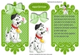 lovely black and white spotty dalmation with green bow card front and insert