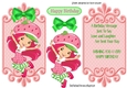 Dancing girl in her strawberry hat with Green Bow card front/insert