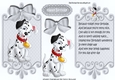 lovely black and white spotty dalmation with silver bow card front and insert