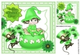 Cute pixie sitting on a pot of gold with cute mouse 8x8