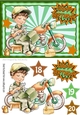 Learning a trade! motorbike mechanic in green A5